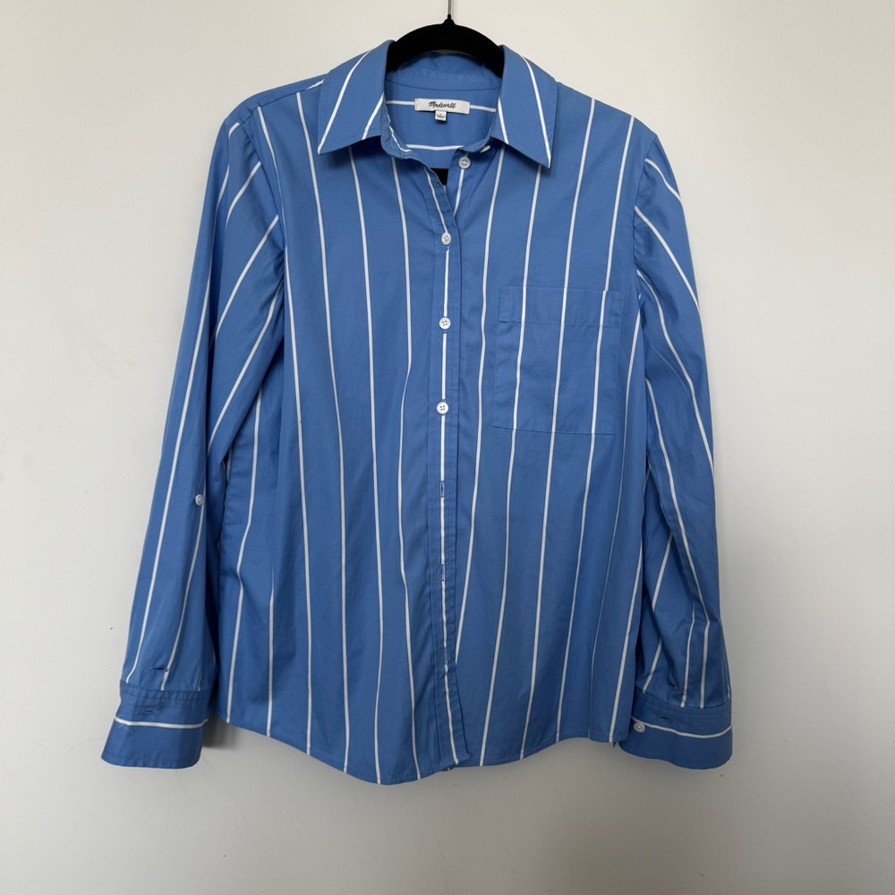 Madewell Blue White Striped Button-Down Shirt